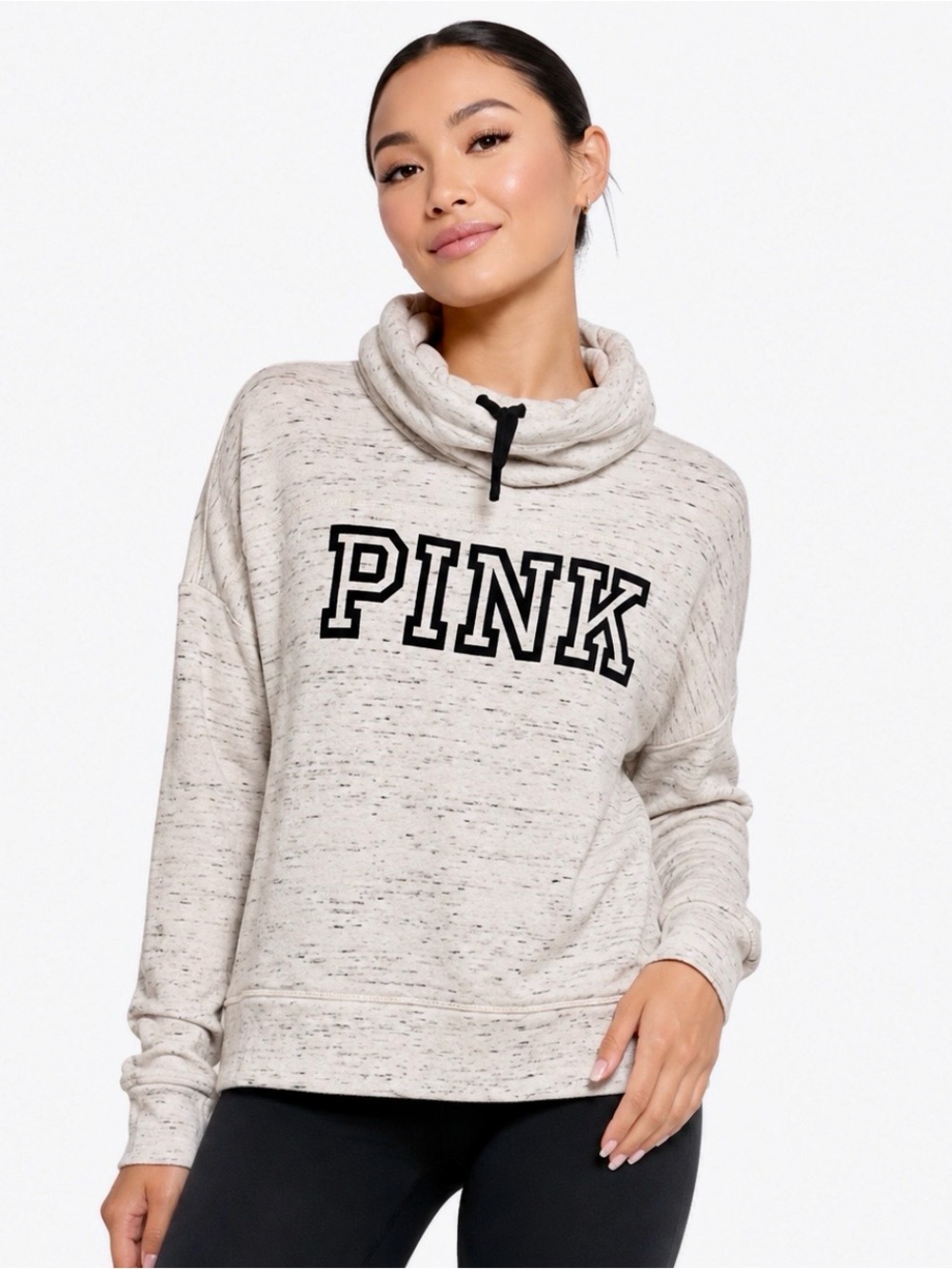 Victoria’s Secret PINK Space Dye Cowl Neck Pullover Sweatshirt L